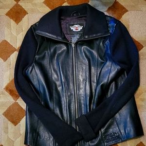 Harley Davidson leather sweater jacket